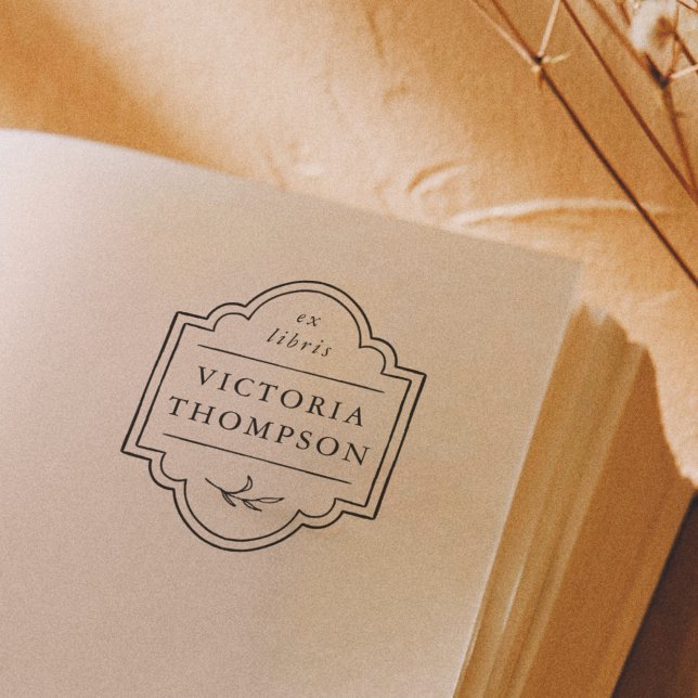 Tampons Encreurs Elégant cadre Delicate Feuille Ex Libris Plaque li (Rubber Stamp Mock-up)