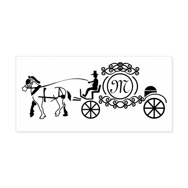 Tampons Encreurs Élégant cheval tiré Mariage Wagon Monogramme (Impression)