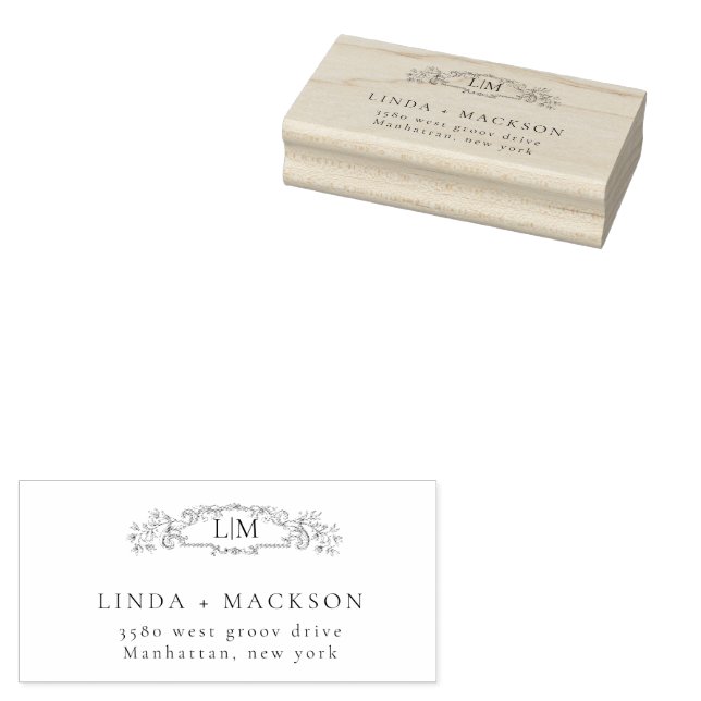 Tampons Encreurs Élégant & Chic mariage monogramme de crête botaniq (Tamponné)