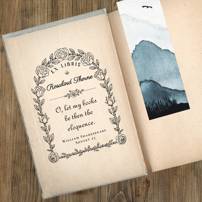 Tampons Encreurs Élégant Citation de bibliothèque Ex Libris Botaniq (Créateur téléchargé)