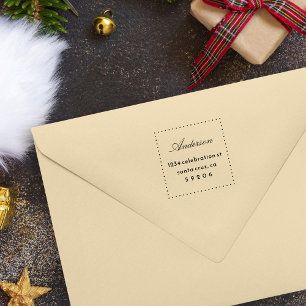 Tampons Encreurs Elegant Dots Script Nom de famille Adresse de reto