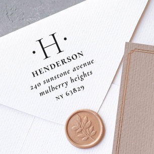 Tampons Encreurs Élégant et moderne Monogramme Famille Adresse de r