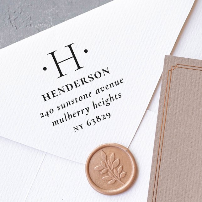 Tampons Encreurs Élégant et moderne Monogramme Famille Adresse de r (Créateur téléchargé)