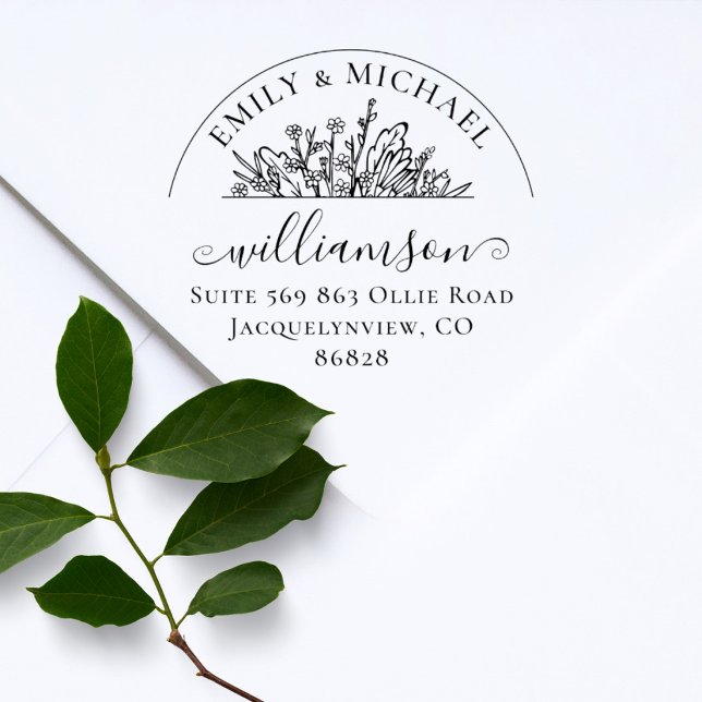 Tampons Encreurs Elégant Floral Whimsical Mariage Adresse de retour (Créateur téléchargé)