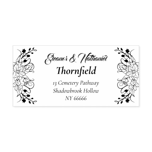Tampons Encreurs Élégant Gothique Floral Retour Adresse Mariage (Impression)