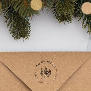 Tampons Encreurs Élégant hiver Pine-arbres Adresse familiale person