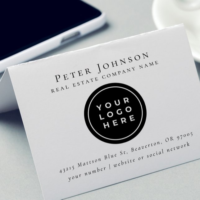 Tampons Encreurs Élégant Immobilier Round Logo Nom Adresse Rubbe (Créateur téléchargé)
