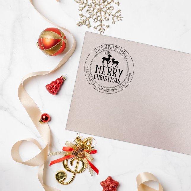 Tampons Encreurs Élégant Joyeux Noël Cerf Adresse de retour (Créateur téléchargé)