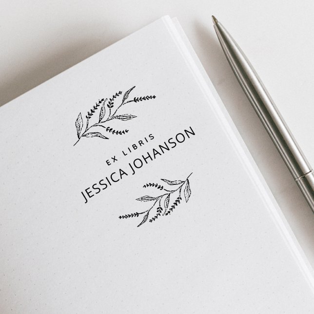 Tampons Encreurs Élégant Lavande Moderne Botanique Ex Libris Livre (Créateur téléchargé)
