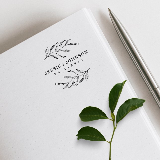 Tampons Encreurs Élégant Lavander Botanique Livre de Nom Personnali (Créateur téléchargé)