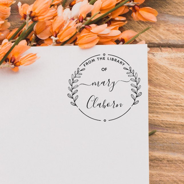 Tampons Encreurs Élégant Livre Feuille Classique De La Bibliothèque (Créateur téléchargé)