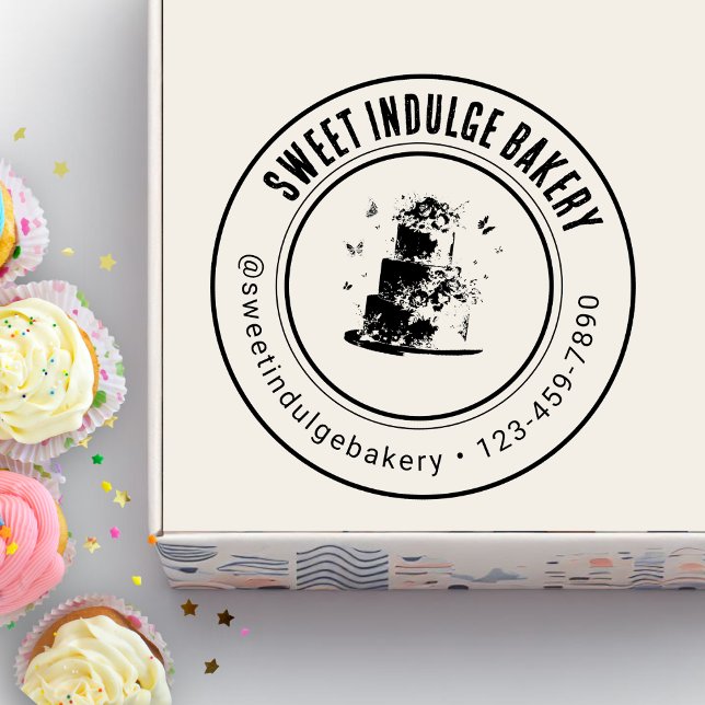 Tampons Encreurs Élégant logo personnalisé Nom boulangerie (Créateur téléchargé)