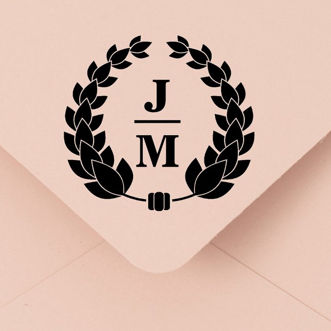 Tampons Encreurs élégant mariage de monogramme de couronne botaniqu (Créateur téléchargé)