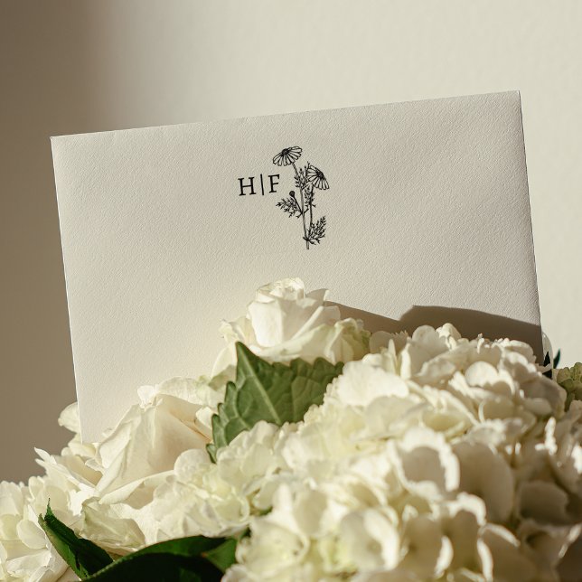 Tampons Encreurs Élégant Mariage de monogramme de fleur de margueri (Créateur téléchargé)