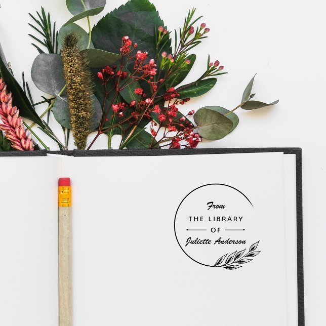 Tampons Encreurs Élégant Moderne & Chic Personnalisé De La Biblioth (Créateur téléchargé)