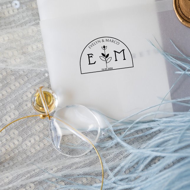 Tampons Encreurs Élégant Monogramme Fleur de Mariage (Créateur téléchargé)