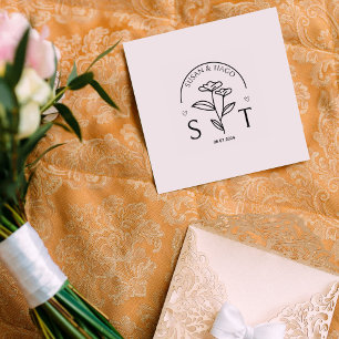 Tampons Encreurs Élégant Monogramme Mariage Floral