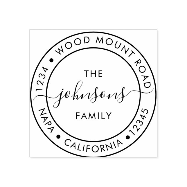 Tampons Encreurs Élégant Nom de famille Script Adresse de retour (Impression)