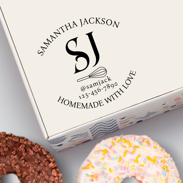 Tampons Encreurs Élégant Nom Monogramme Boulangerie Affaires (Créateur téléchargé)