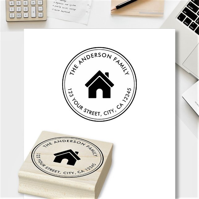 Tampons Encreurs Élégant Nom Personnalisé Logo Adresse de retour (Créateur téléchargé)