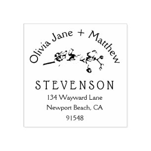 Tampons Encreurs Elegant Orchid Couple Floral Art Return Adresse