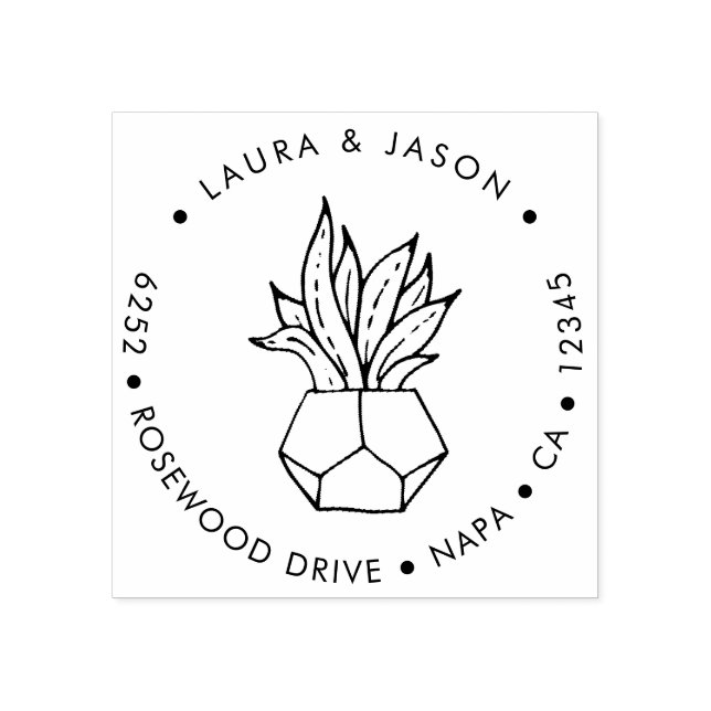 Tampons Encreurs Élégant Plante en pointillé Adresse de retour Timb (Impression)