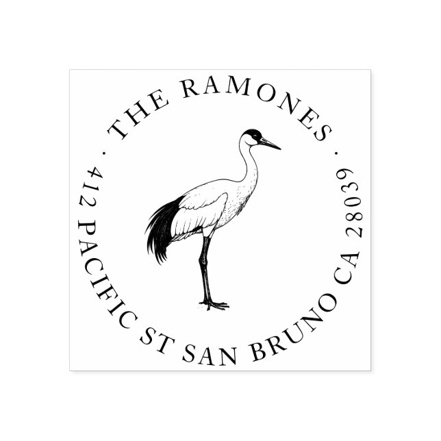 Tampons Encreurs Élégant Red Crowned Crane Family Adresse de retour (Impression)
