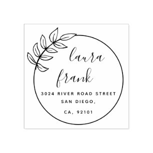 Tampons Encreurs Élégant Rond Couple Noms Mariage Adresse de retour