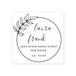 Tampons Encreurs Élégant Rond Couple Noms Mariage Adresse de retour