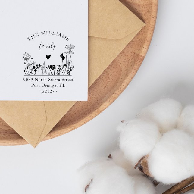 Tampons Encreurs Élégant Rustic Fleurs sauvages Adresse de retour f (Créateur téléchargé)