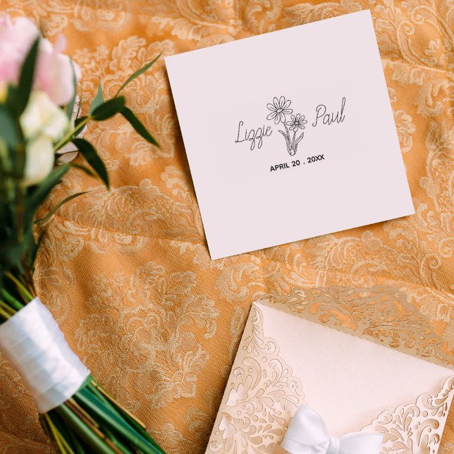 Tampons Encreurs Élégant script de fleurs Enregistrer la date (Créateur téléchargé)