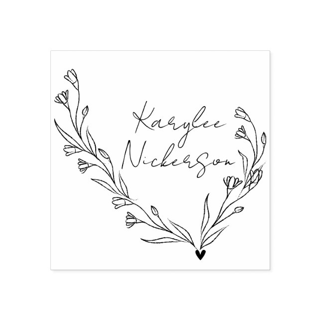 Tampons Encreurs Élégant script doodle floral (Impression)