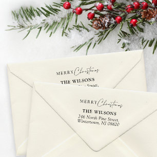 Tampons Encreurs Élégant Script Joyeux Noël Adresse de retour