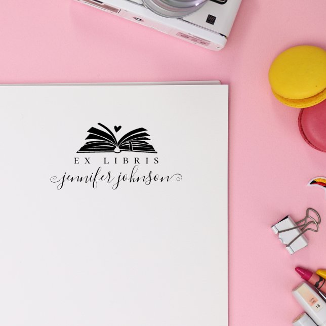 Tampons Encreurs Elegant Script Library Book Ex Libris (Créateur téléchargé)