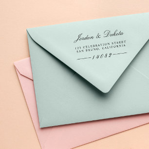 Tampons Encreurs Élégant Script Personnalisé Noms Mariage Adresse d