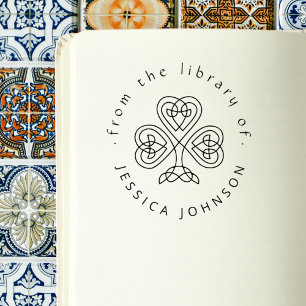 Tampons Encreurs Élégant Shamrock de noeud celtique livre de biblio