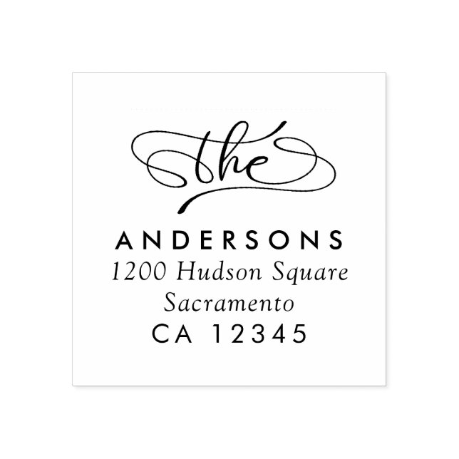 Tampons Encreurs Élégant simple calligraphie Adresse de retour Clas (Impression)