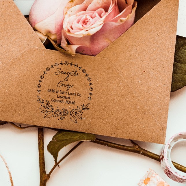 Tampons Encreurs Élégante adresse de retour Floral (Créateur téléchargé)