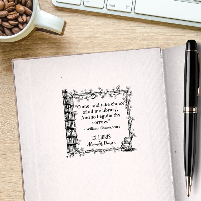 Tampons Encreurs Élégante bibliothèque de devis Shakespeare Ex Libr (Créateur téléchargé)