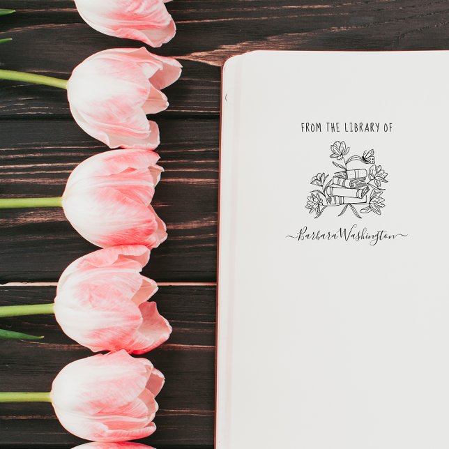 Tampons Encreurs Élégante Bibliothèque moderne Nom personnalisé Liv (Créateur téléchargé)