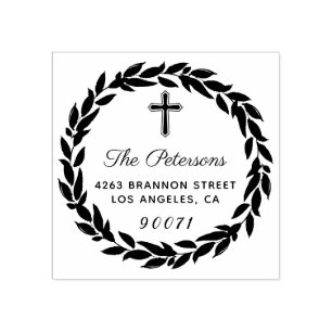 Tampons Encreurs Élégante couronne Croix religieuse Adresse de reto
