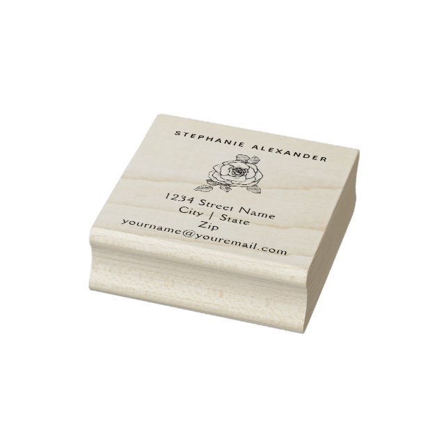 Tampons Encreurs Élégante fleur rose dessinée à la main personnalis (Tampon)