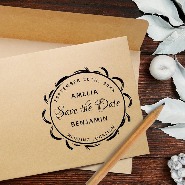 Tampons Encreurs Élégante typographie du cadre Mariage Enregistrer  (Créateur téléchargé)