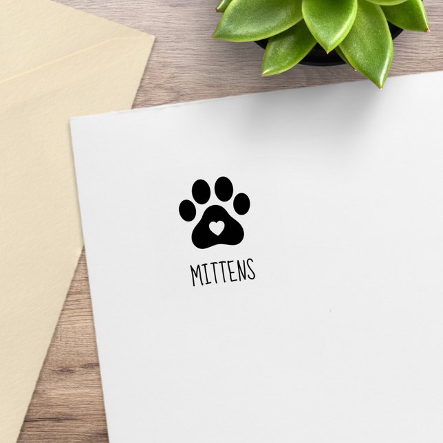 Tampons Encreurs Empreinte de patte avec le nom du coeur et de l'an (Créateur téléchargé)