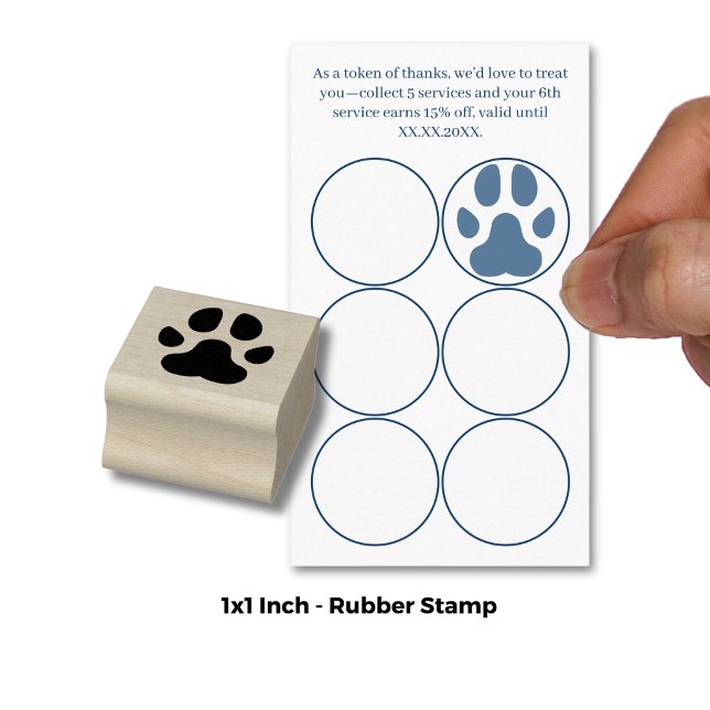 Tampons Encreurs Empreinte de patte - Dévaluation de carte de fidél (Paw Print - Loyalty Card Devaluation 1" Inch Rubber Stamp)