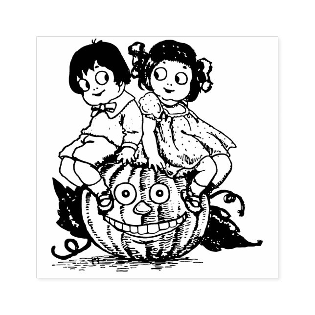 Tampons Encreurs Enfants d'Halloween vintage sur Jack O'Lantern (Impression)