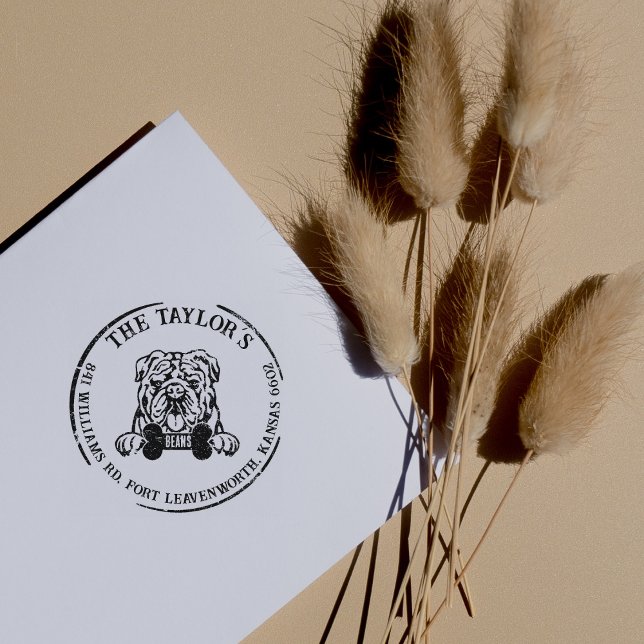 Tampons Encreurs English Bulldog Custom Family Adresse de retour (Créateur téléchargé)