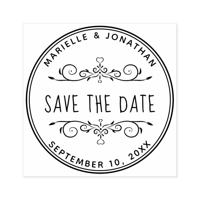 Tampons Encreurs Enregistrer la date Coeur Créer votre propre adres (Impression)