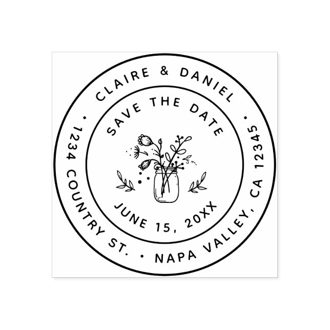 Tampons Encreurs Enregistrer la date Mason Jar Adresse de retour (Impression)