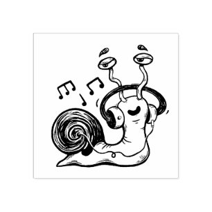 Tampons Encreurs Escargot à l'écoute de la musique Timbre d'art boi